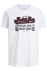 JACK & JONES Big & Tall White Logo Chest Print T-Shirt | BadRhino 1