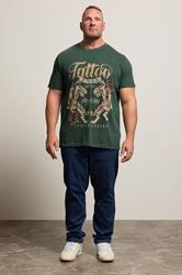 BadRhino Big & Tall Green Acid Wash Tiger Graphic T-Shirt | BadRhino 2