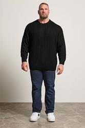 JACK & JONES Big & Tall Black Cable Knit Jumper | BadRhino 2