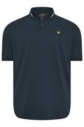 LYLE & SCOTT Big & Tall Navy Blue Striped Tipped Polo Shirt | BadRhino 1