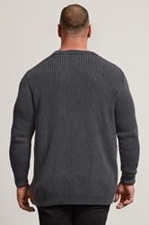 BadRhino Big & Tall Charcoal Grey Acid Wash Jumper | BadRhino 3