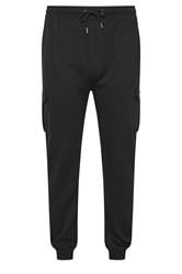 D555 Big & Tall Black Cargo Cuffed Joggers | BadRhino 1