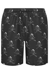 BadRhino Big & Tall Black Skull Swim Shorts | BadRhino 1