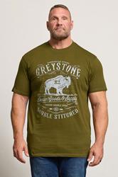 KAM Olive Green 'Greystone' Graphic Print T-Shirt | BadRhino 1