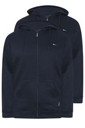 BadRhino Big & Tall 2 PACK Navy Blue Zip Through Hoodies
