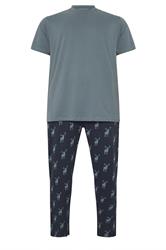 BadRhino Big & Tall Navy & Storm Blue Stag Pyjama Set | BadRhino 6