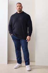 BadRhino Big & Tall Navy Blue Chunky Knit Collared Jumper | BadRhino 3