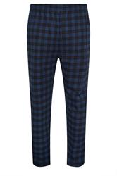 D555 Big & Tall Navy Blue Check Lounge Trousers | BadRhino 2