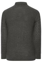 BadRhino Big & Tall Charcoal Grey Crew Neck Cable Knit Jumper | BadRhino 2