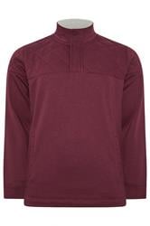 D555 Big & Tall Burgundy Red Quilted Quarter Zip Sweatshirt | BadRhino 1