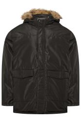 JACK & JONES Big & Tall Black Padded Parka Coat | BadRhino