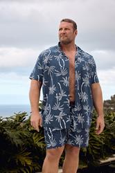 BadRhino Big & Tall Navy Blue Palm Tree Swim Shorts | BadRhino 1