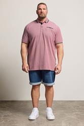 D555 Big & Tall Red Pique Jacquard Polo Shirt | BadRhino 1