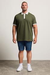 BadRhino Big & Tall Khaki Green Mini Check Polo Shirt BadRhino 1