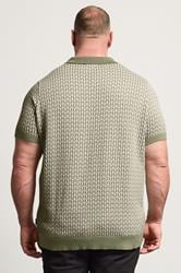 BadRhino Big & Tall Khaki Green Pattern Knitted Trophy Polo | BadRhino 2