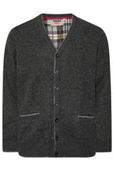 D555 Big & Tall Charcoal Grey Marl Knitted Cardigan | BadRhino 1