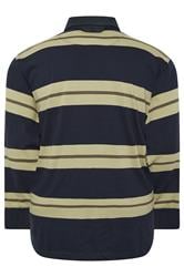 KAM Navy Blue Striped Long Sleeve Rugby Polo Shirt | BadRhino 5