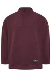 D555 Big & Tall Burgundy Red Quilted Quarter Zip Sweatshirt | BadRhino 1