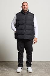 JACK & JONES Big & Tall Black Collared Puffer Bodywarmer | BadRhino 2