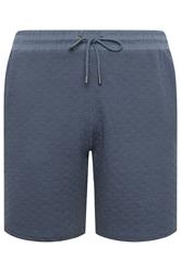 KAM Big & Tall Indigo Blue Jacquard Textured Shorts
