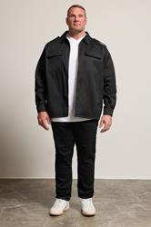 BadRhino Big & Tall Khaki Green Military Zip Through Overshirt | BadRhino 3