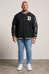 BadRhino Big & Tall Black Button Varsity Jacket | BadRhino 1