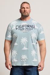 KAM Big & Tall Light Blue Palm Print T-Shirt | BadRhino 3