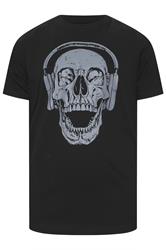 BadRhino Big & Tall Black Skull & Headphone Graphic T-Shirt | BadRhino 5