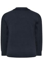 BadRhino Big & Tall Navy Blue Cable Knit Quarter Zip Jumper | BadRhino 6