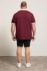BadRhino Big & Tall Wine Red Mini Check Tipped Polo Shirt | BadRhino 2