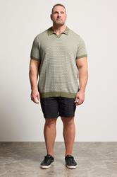 BadRhino Big & Tall Khaki Green Pattern Knitted Trophy Polo | BadRhino 1