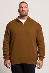 BadRhino Big & Tall Brown Milano Quarter Zip Jumper | BadRhino 1