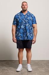 BadRhino Big & Tall Navy Blue Leaf Printed Shirt | BadRhino 1