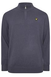 LYLE & SCOTT Big & Tall Grey Cotton Merino Quarter Zip Jumper | BadRhino 1