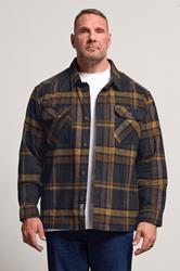 D555 Big & Tall Navy Blue Check Overshirt | BadRhino 2