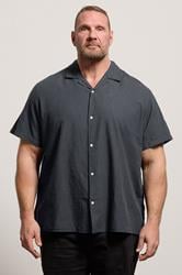JACK & JONES Big & Tall Black Linen Blend Resort Shirt | BadRhino 3