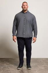 BadRhino Big & Tall Grey Long Sleeve Slub Shirt | BadRhino 3