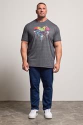 D555 Big & Tall Burgundy Grey Skull Drip Graphic Print T-Shirt | BadRhino 2