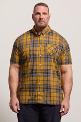 BEN SHERMAN Big & Tall Gold Yellow Check Print Shirt | BadRhino 3
