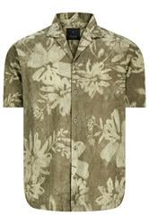JACK & JONES Big & Tall Smokey Olive Green Tropical Print Short Sleeve Shirt