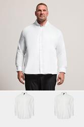 BadRhino Big & Tall 2 PACK White Long Sleeve Poplin Shirts | BadRhino 1