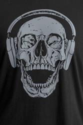 BadRhino Big & Tall Black Skull & Headphone Graphic T-Shirt | BadRhino 4