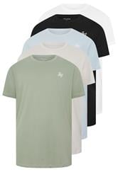 JACK & JONES Big & Tall 5 PACK White/Blue/Black/Green/Off-White T-Shirts | BadRhino 4