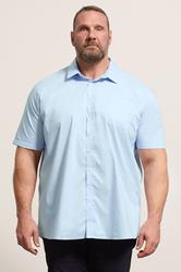 D555 Big & Tall Sky Blue Short Sleeve Non Iron Stretch Shirt | BadRhino 3