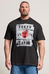KAM Big & Tall Black Tokyo Print T-Shirt | BadRhino 3
