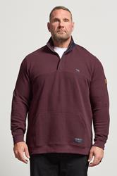 D555 Big & Tall Burgundy Red Quilted Quarter Zip Sweatshirt | BadRhino 1