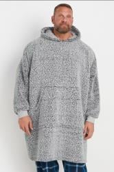 BadRhino Big & Tall Light Grey Fleece Borg Blanket Hoodie | BadRhino 3
