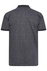 KAM Big & Tall Navy Blue Foil Print Polo Shirt | BadRhino 4