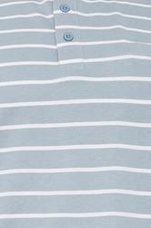 KAM Big & Tall Dusty Blue Stripe Print Polo Shirt | BadRhino 5