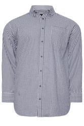 KAM Big & Tall Navy Blue Long Sleeve Gingham Shirt | BadRhino 1